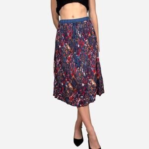 Angie boho elastic waist midi skirt watercolor print elastic waist - size small